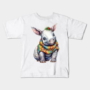 Christmas Rhino Kids T-Shirt